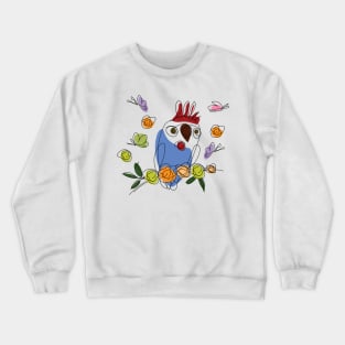 Funky Cool Owl I Colorful Cute Bird Crewneck Sweatshirt